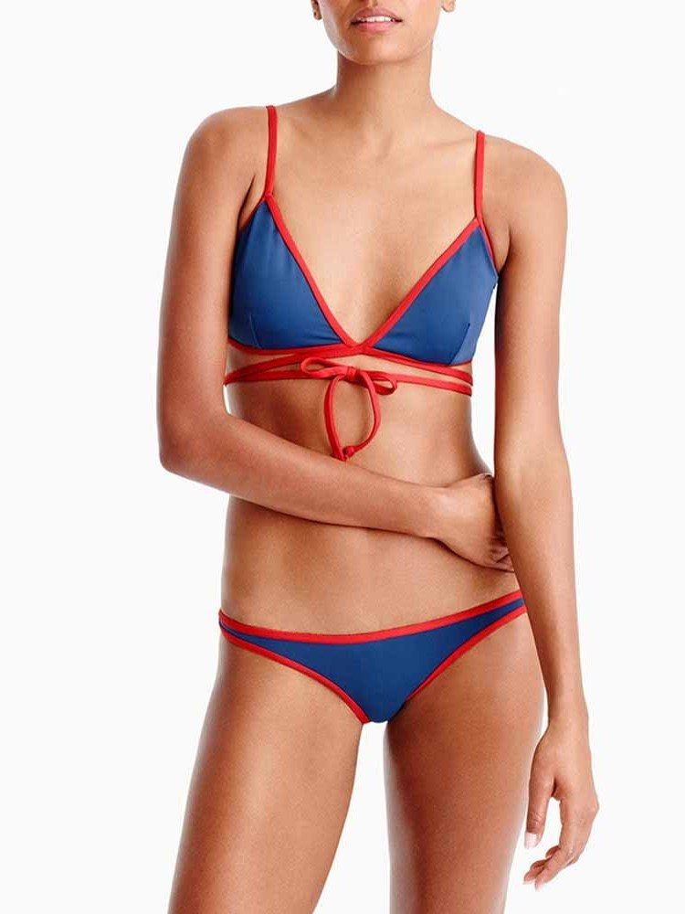 Bikinisett For Kvinner Color Block Cute Badetøy