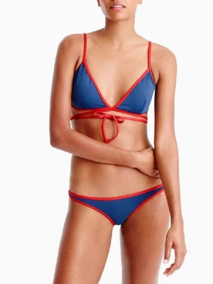 Bikinisett For Kvinner Color Block Cute Badetøy