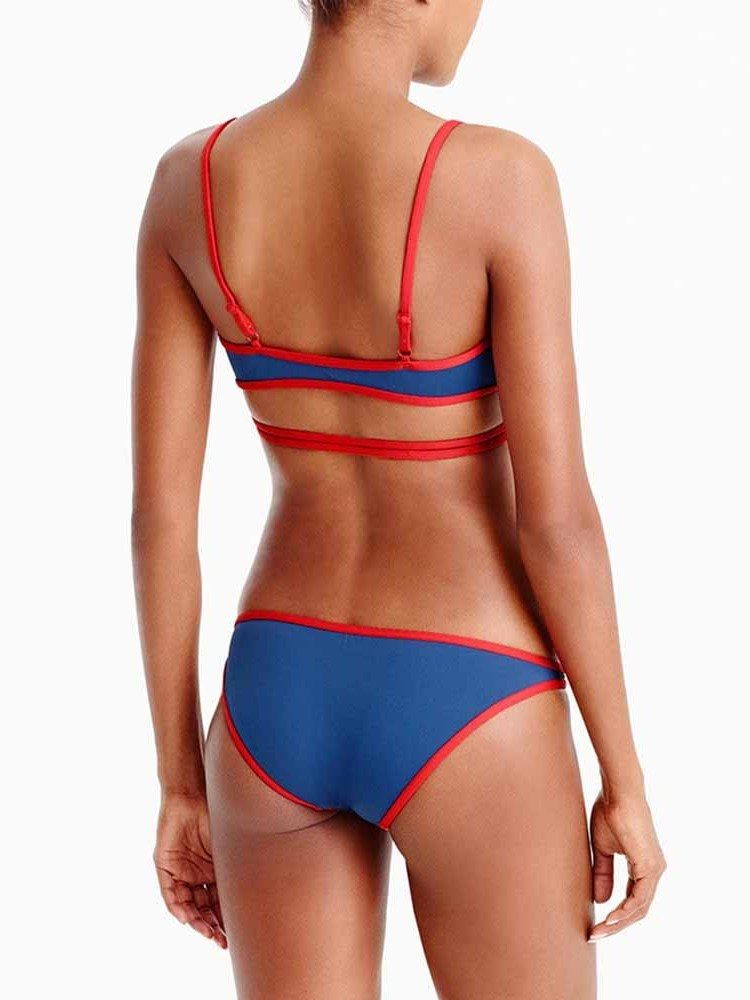 Bikinisett For Kvinner Color Block Cute Badetøy