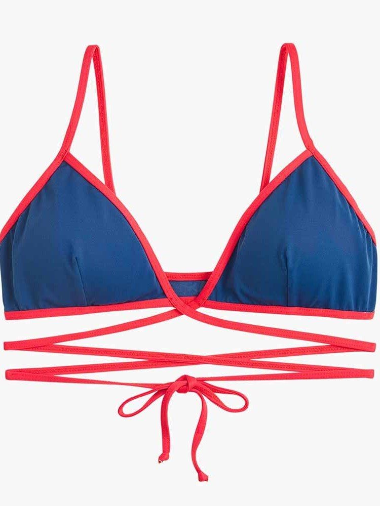 Bikinisett For Kvinner Color Block Cute Badetøy