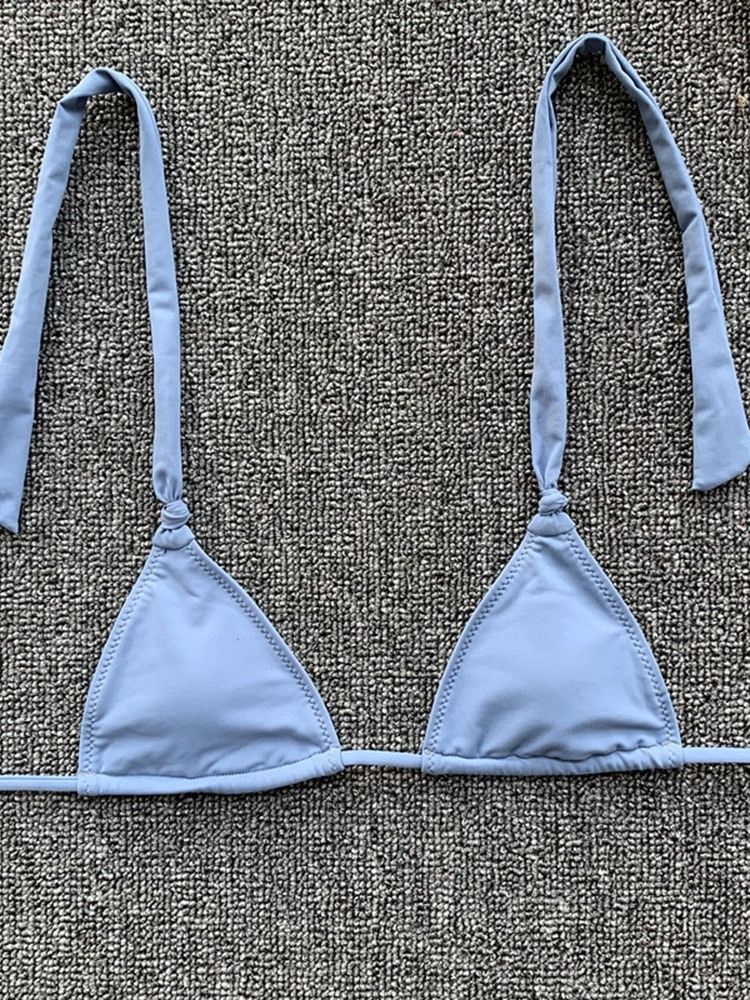 Bikinisett For Kvinner Plissert Elastisk Blonde Med Sexy Snøre