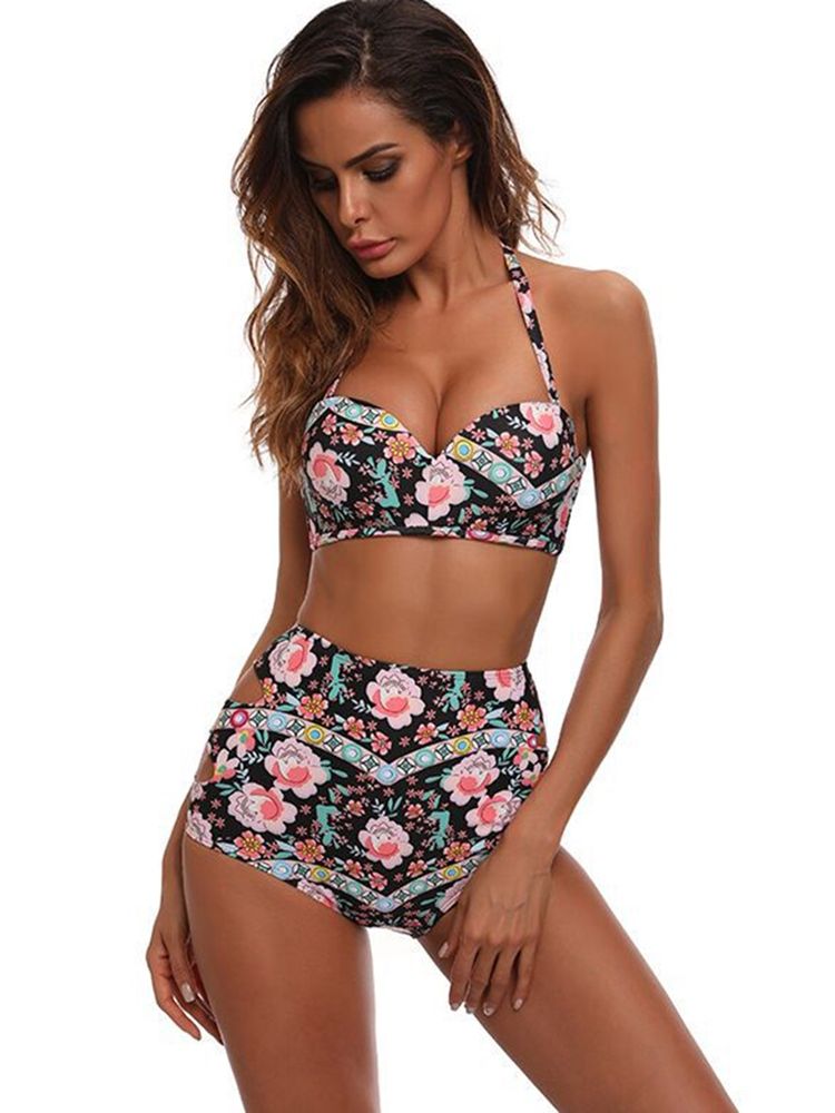 Hollow Flower Bikini Set For Kvinner Med Hule Blomster