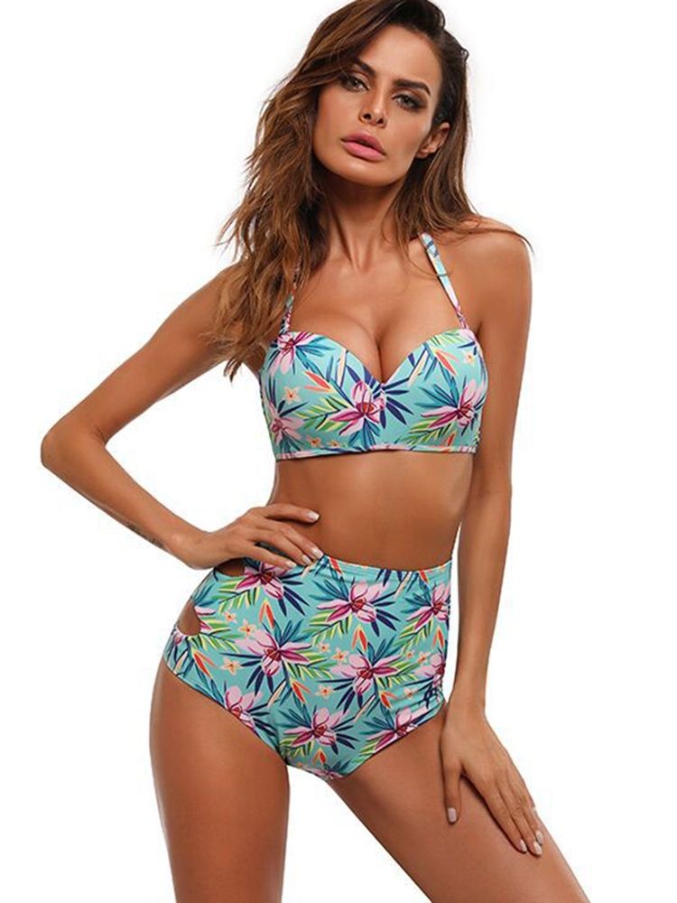 Hollow Flower Bikini Set For Kvinner Med Hule Blomster