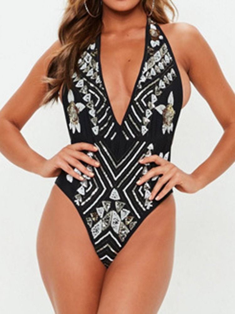 Kvinner Print One Piece Floral Skimpy Bikini