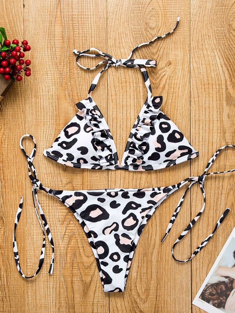 Leopard Beach Look Bikini Set Badetøy For Kvinner