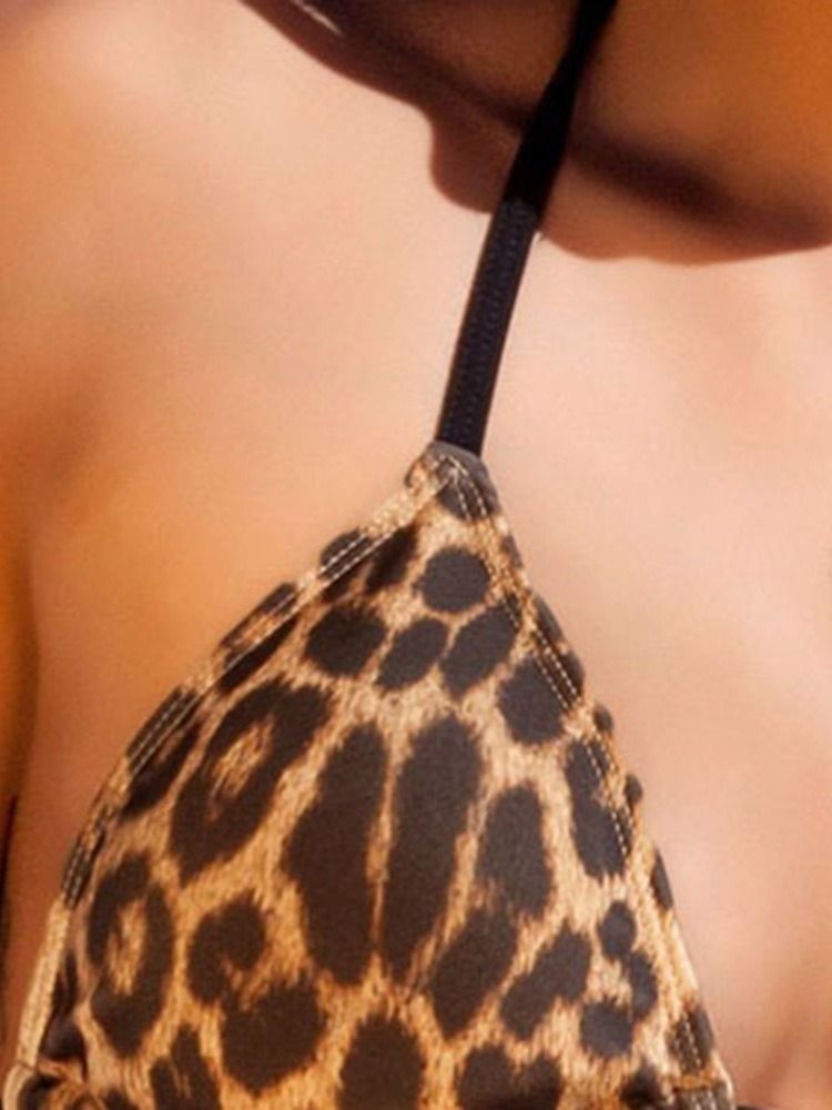 Leopardbikinisett For Kvinner Med Snørebånd