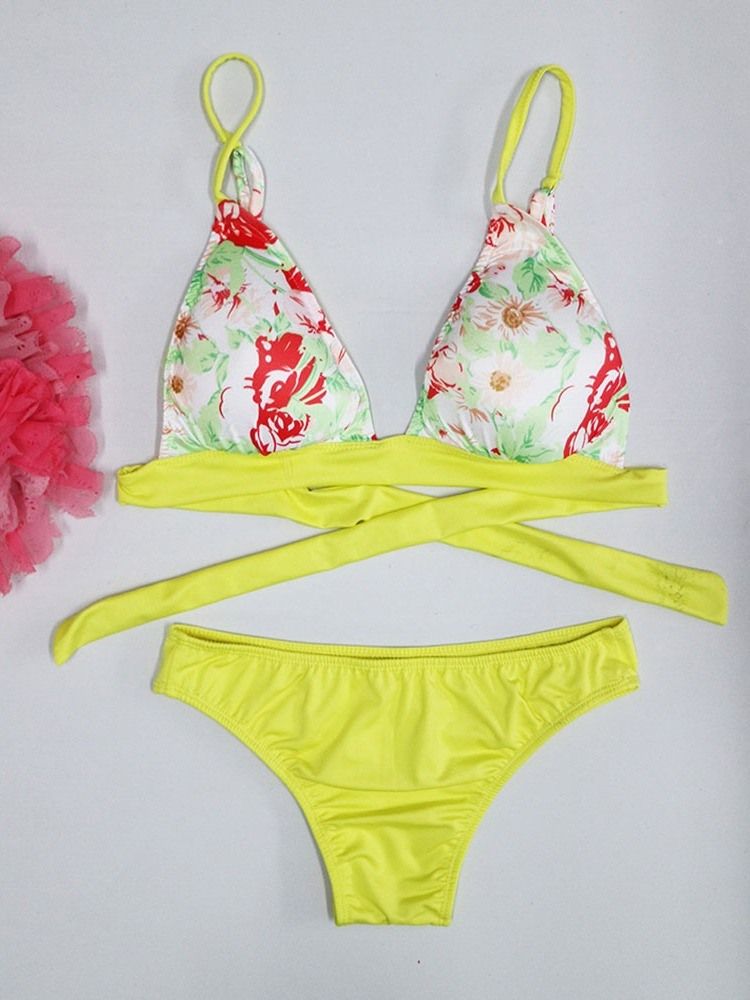 Patchwork Floral Micro Micro Skimpy Sexy Bikini For Kvinner