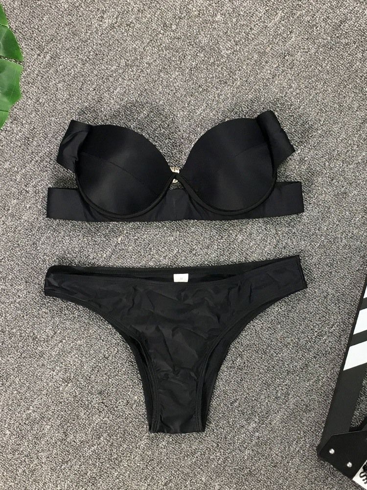 Plain Sexy Patchwork Swimwear Dame Bikini