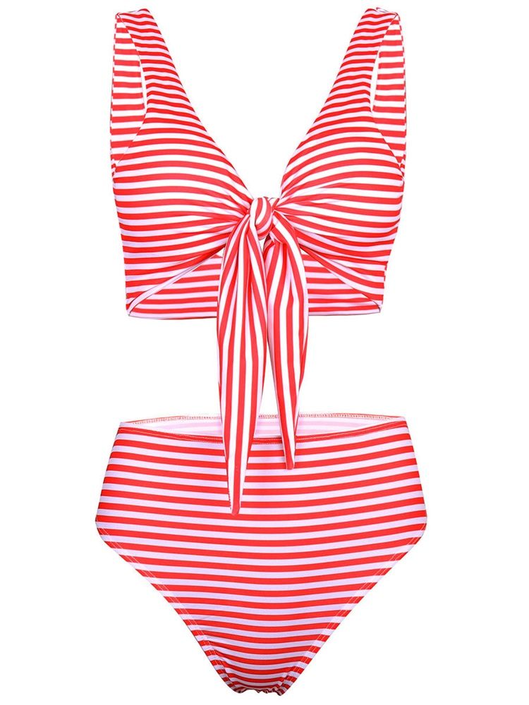 Striped Bikini Med Snørebånd For Kvinner