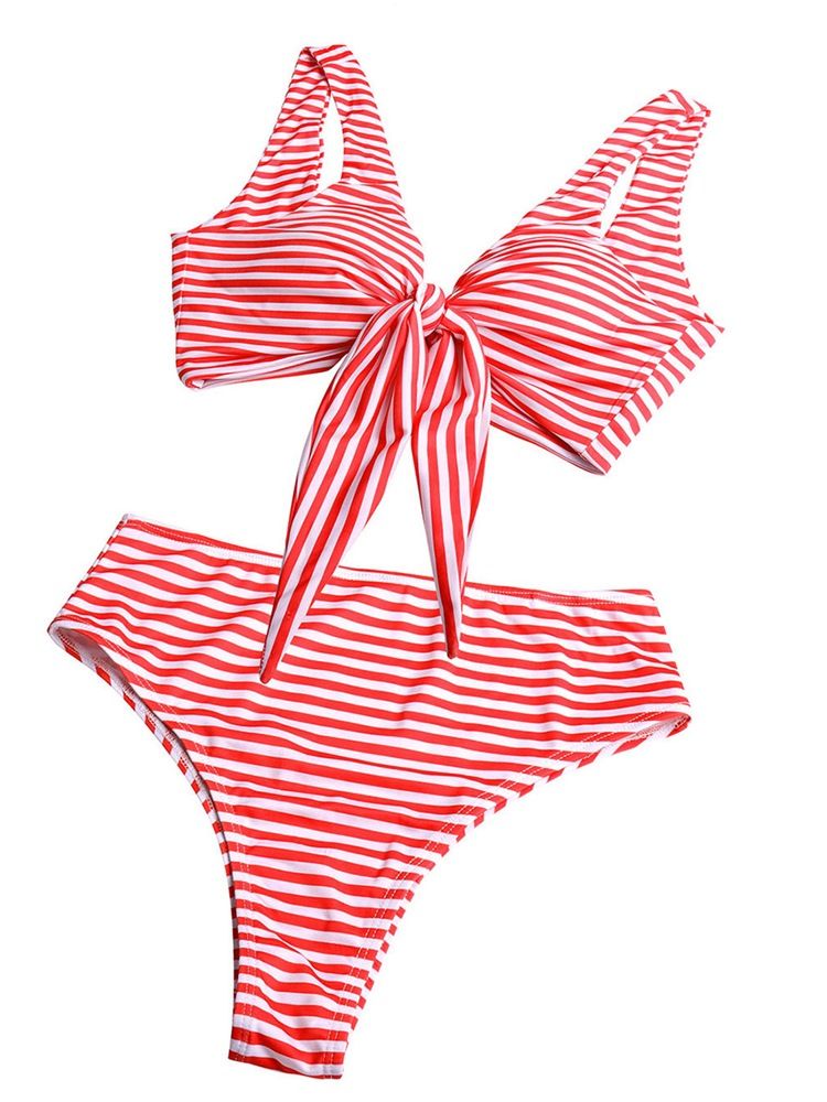 Striped Bikini Med Snørebånd For Kvinner