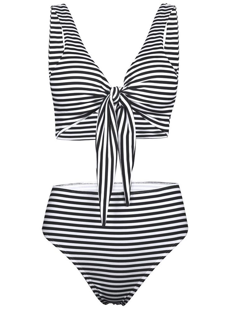 Striped Bikini Med Snørebånd For Kvinner