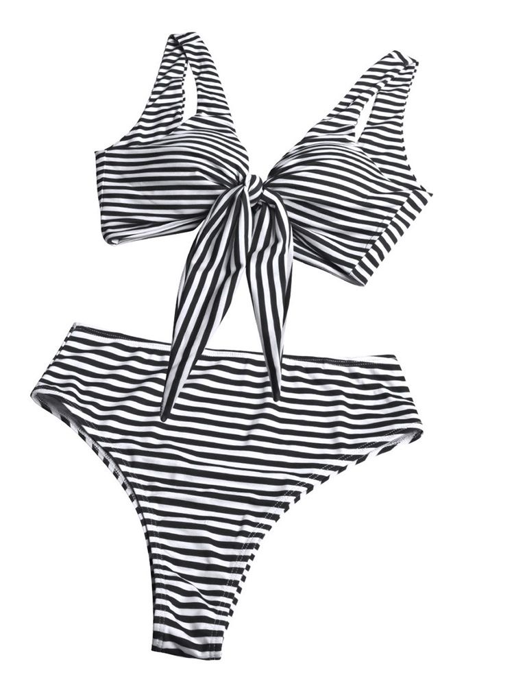 Striped Bikini Med Snørebånd For Kvinner