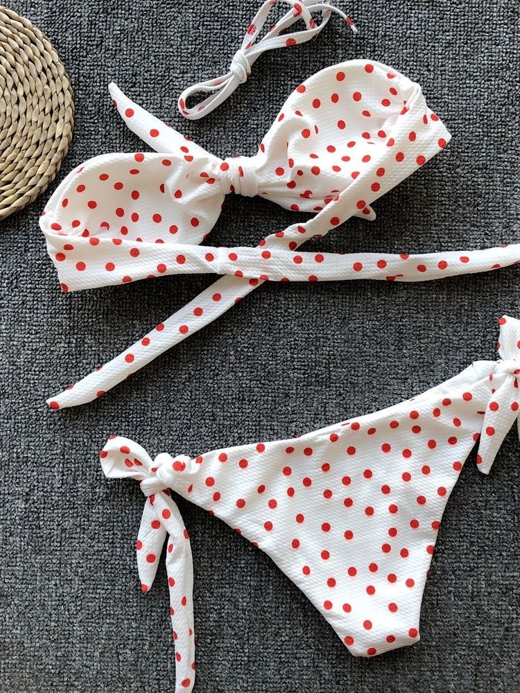 Tankini Set Print Polka Dots Badetøy For Kvinner