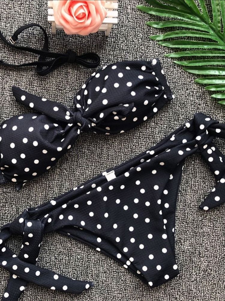 Tankini Set Print Polka Dots Badetøy For Kvinner