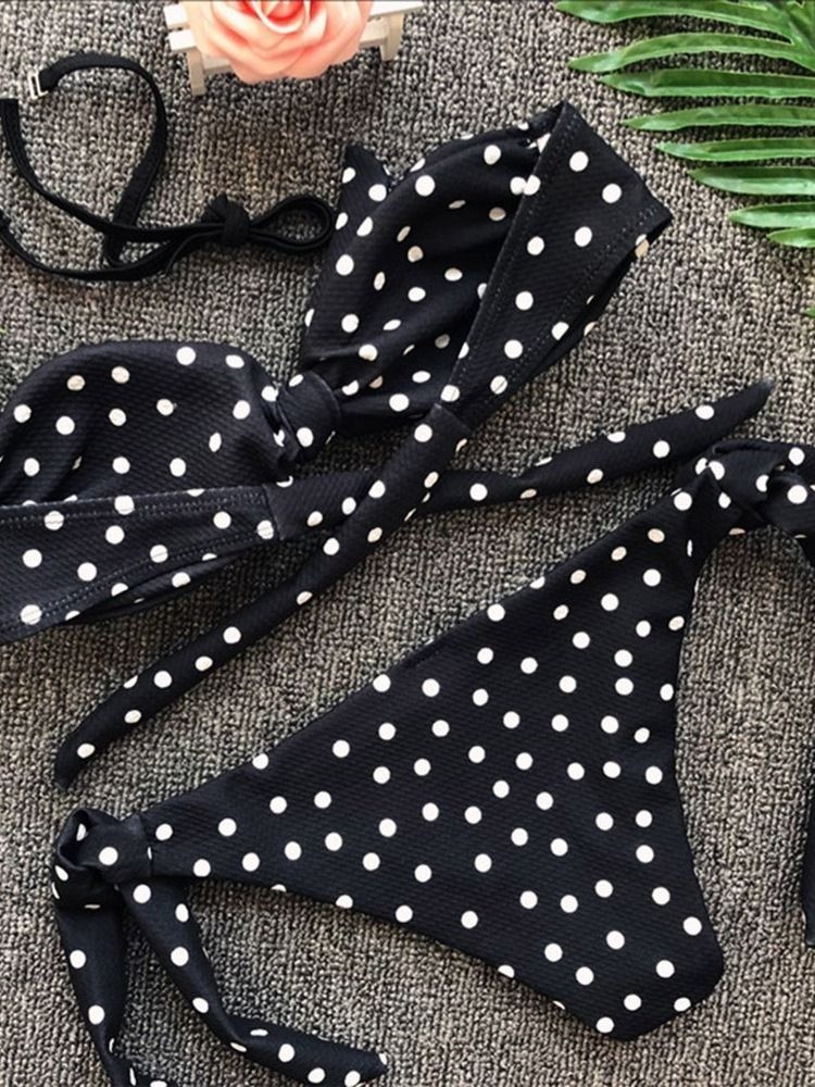 Tankini Set Print Polka Dots Badetøy For Kvinner