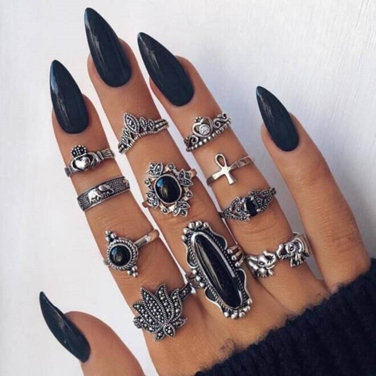 Black Baroco Style E-plating Rings