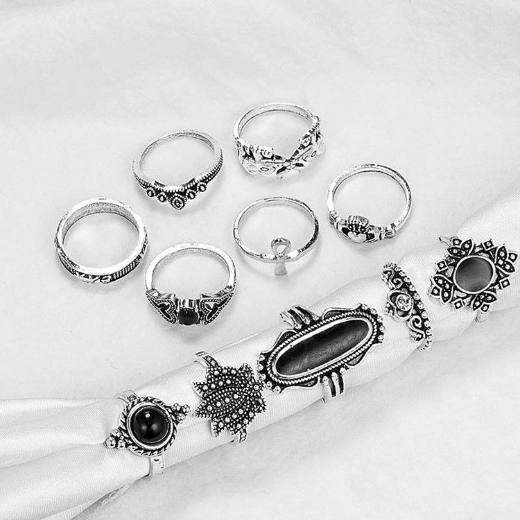 Black Baroco Style E-plating Rings