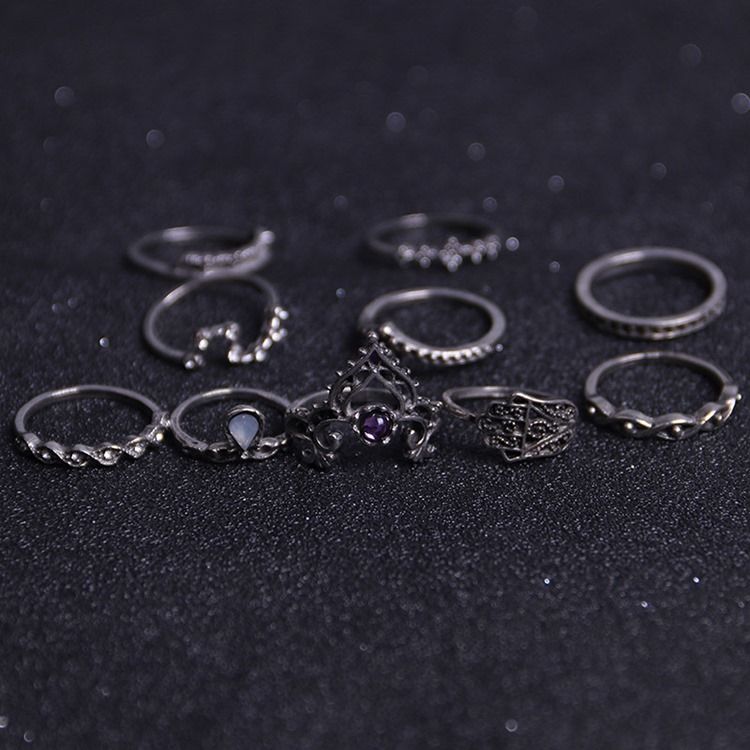 Trendy Crown 10-delt Ring For Kvinner