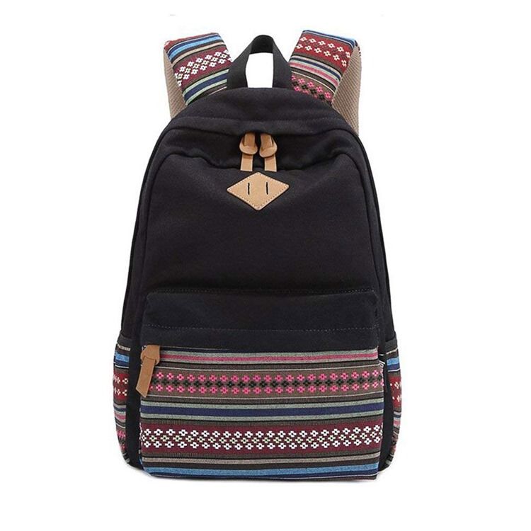 Canvas Floral Zipper Dame Backpack