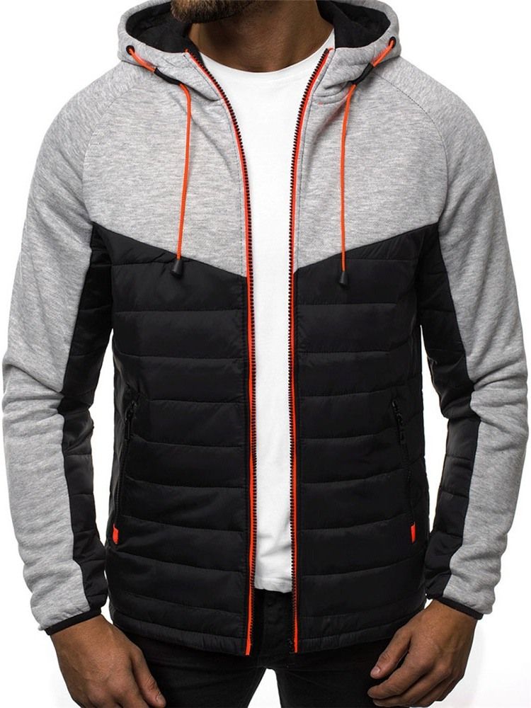 Cardigan Patchwork Slim Zipper Hoodies For Menn