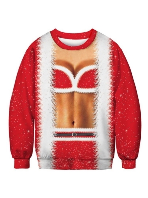 Christmas Print Loose European Hoodies For Menn