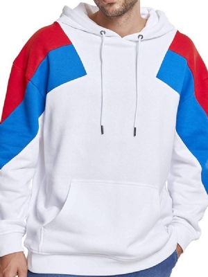 Color Block Fleece Pullover Casual Hettegensere For Menn