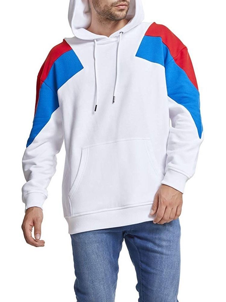 Color Block Fleece Pullover Casual Hettegensere For Menn