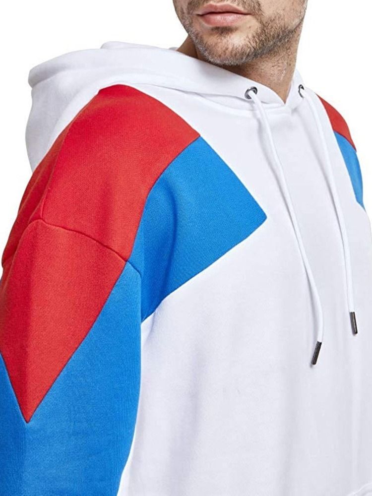 Color Block Fleece Pullover Casual Hettegensere For Menn