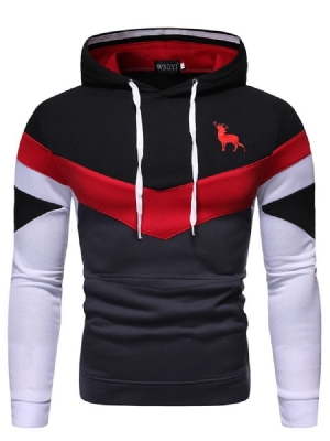 Color Block Pullover Print Slim Slim Hoodies For Menn