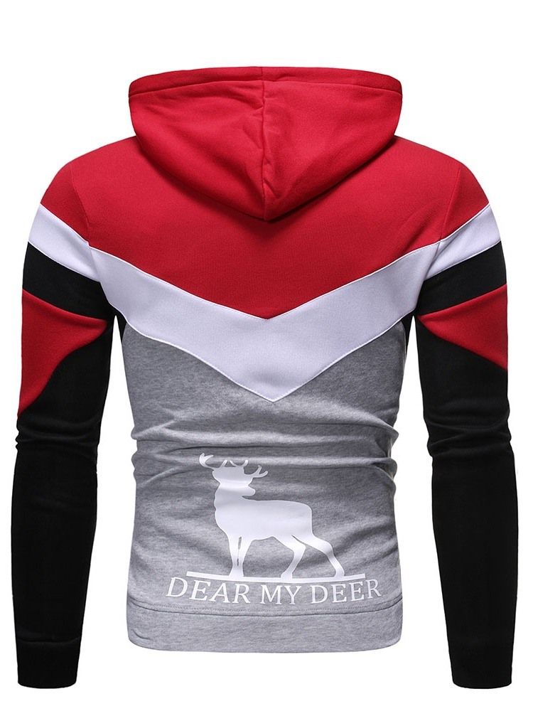 Color Block Pullover Print Slim Slim Hoodies For Menn