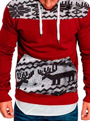 Color Block Pullover Thick Loose Hoodies For Menn