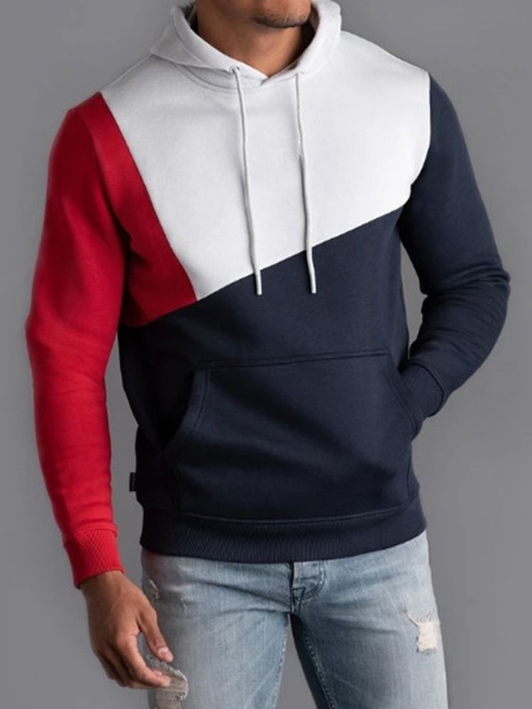 Color Block Thick Fall Pullover Hettegensere For Menn