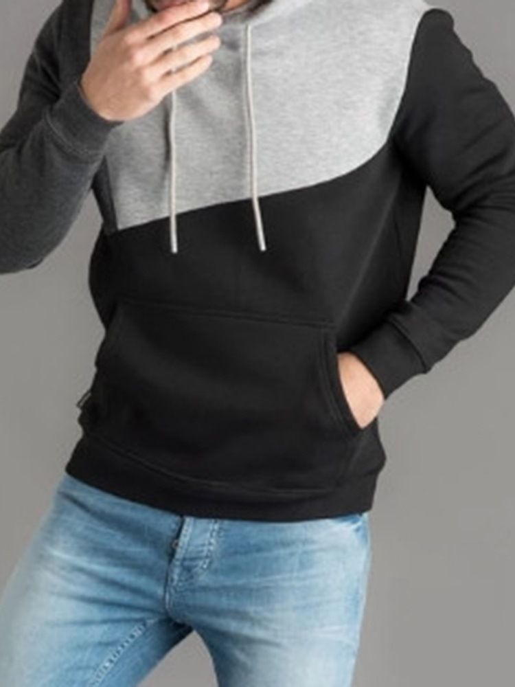 Color Block Thick Fall Pullover Hettegensere For Menn