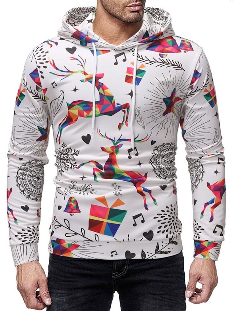 Colour Block Printed Pullover Casual Hettegensere For Menn