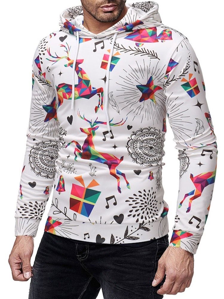 Colour Block Printed Pullover Casual Hettegensere For Menn