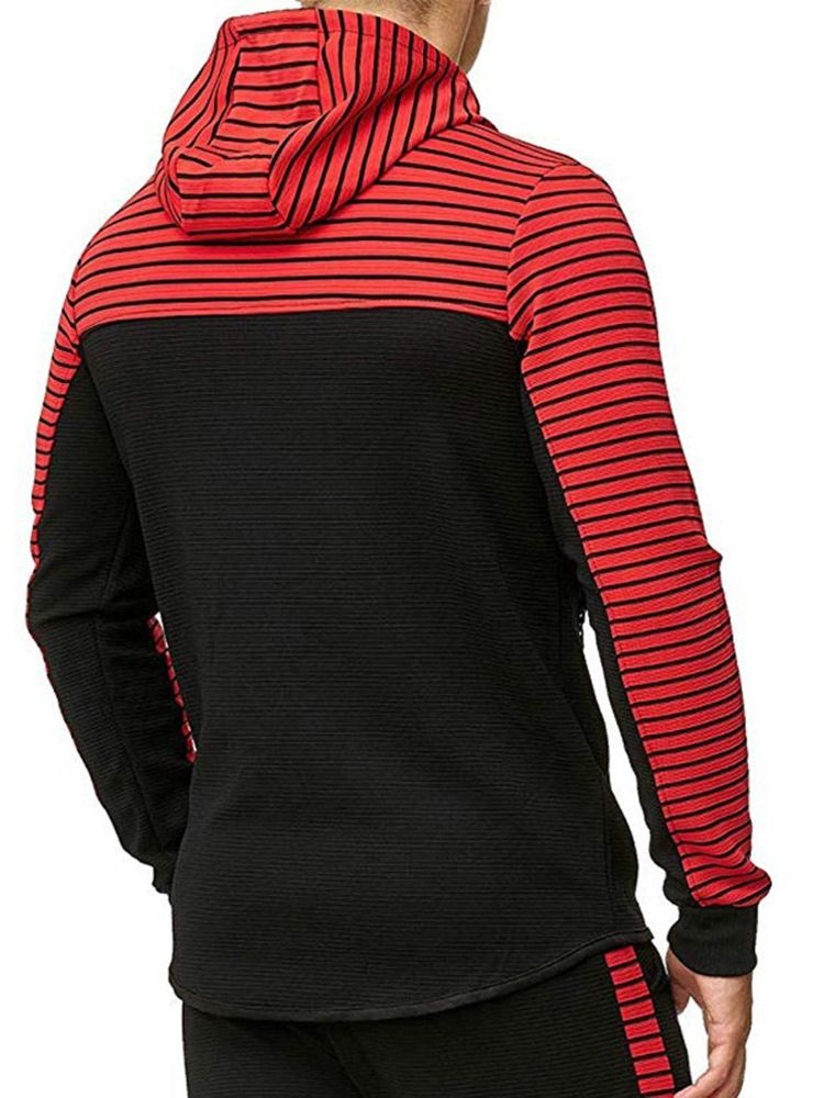 Glidelås Stripe Cardigan Casual Hettegensere For Menn