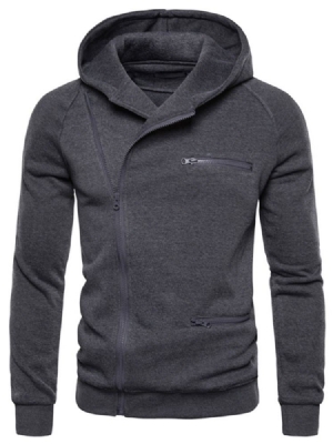 Glidelås Vanlig Cardigan Slim Hoodies For Menn