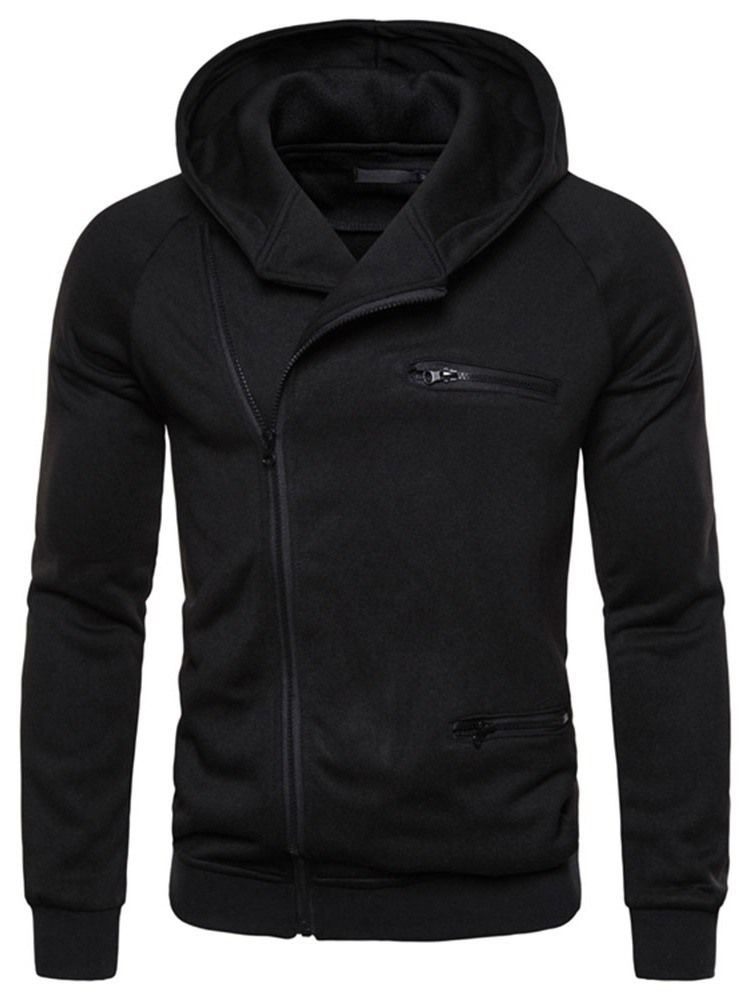 Glidelås Vanlig Cardigan Slim Hoodies For Menn