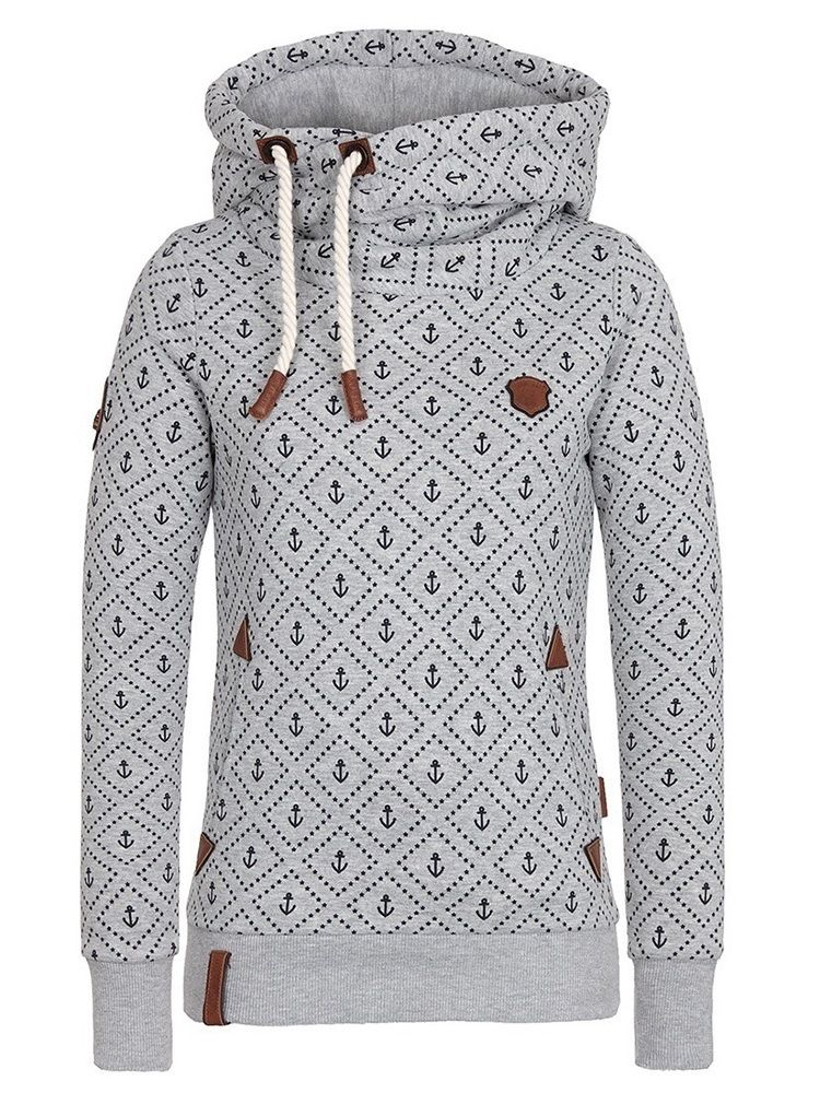 Kvinne Print Casual Turtleneck Cool Hettegenser