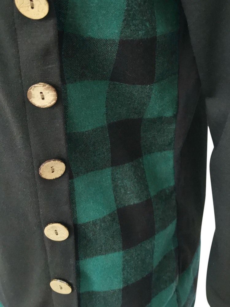 Plaid Mid-length Thin Hoodie For Kvinner