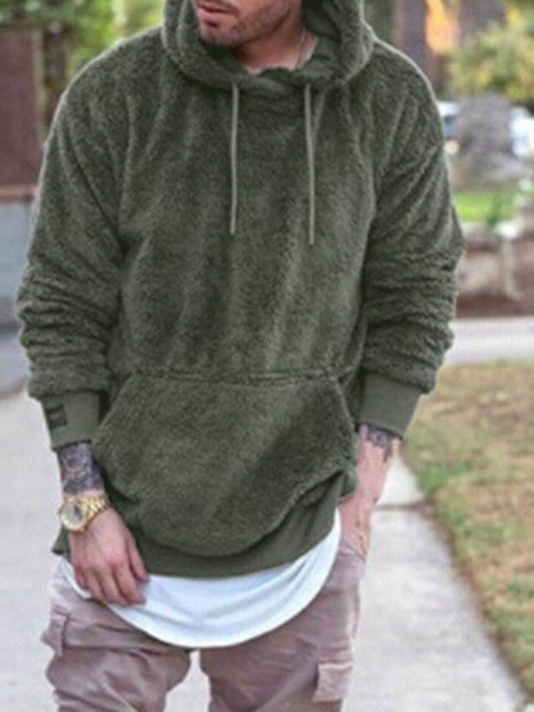 Plain Thick Pocket Style Hoodies For Menn