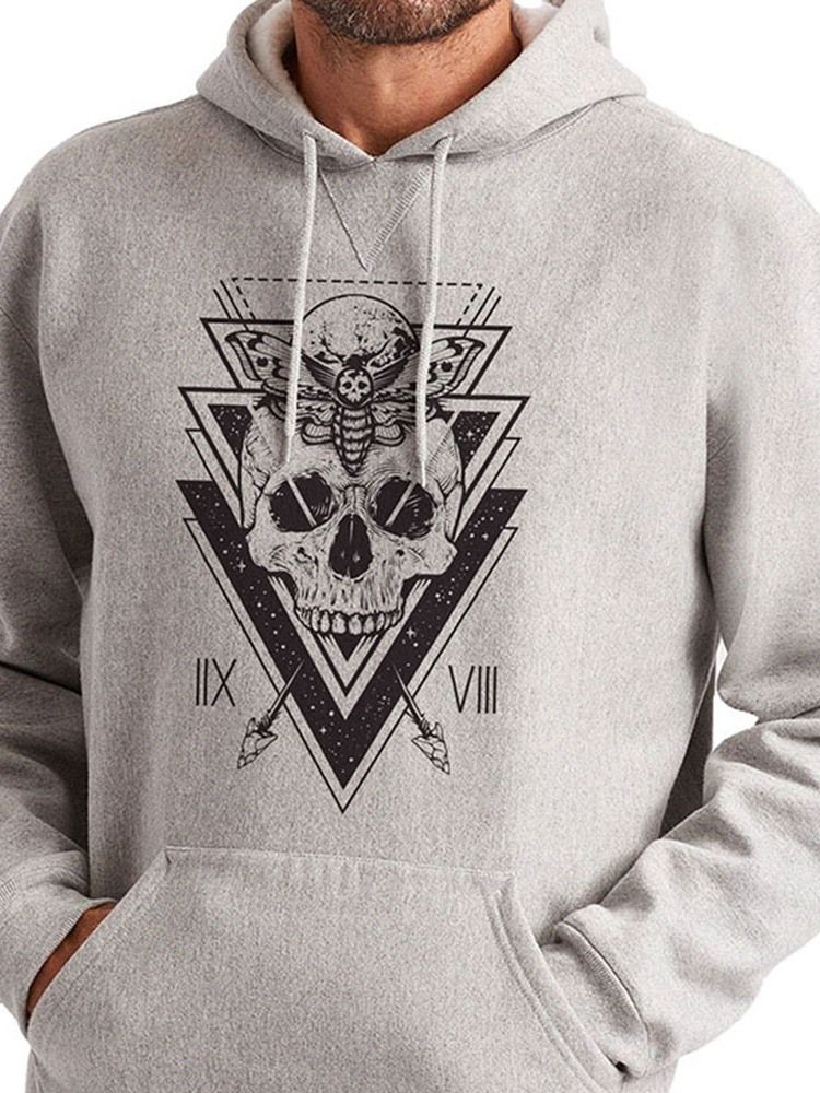 Pocket Pullover Skull Slim Hoodies For Menn