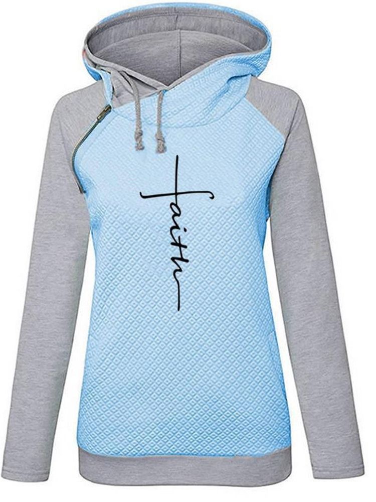 Raglan Ermet Letter Hood Print-hettegensere For Kvinner