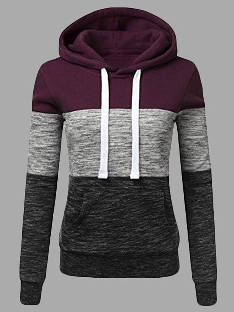 Regular Color Hood Hoodie Med Hette For Kvinner