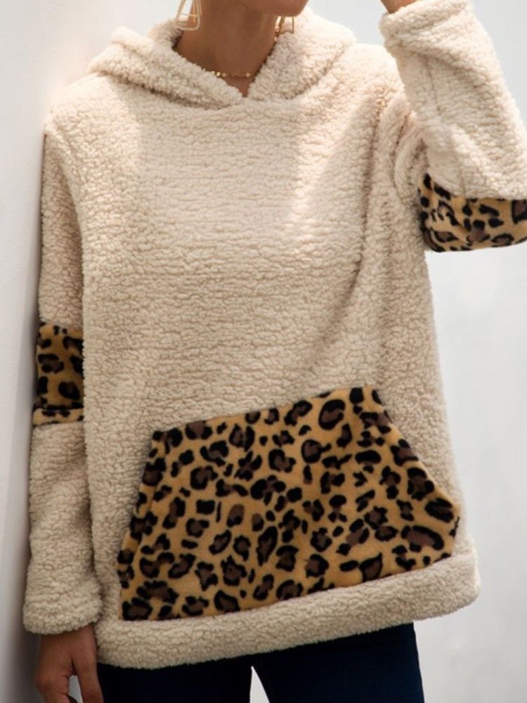 Regular Leopard Fall Hoodie Med Hette For Kvinner