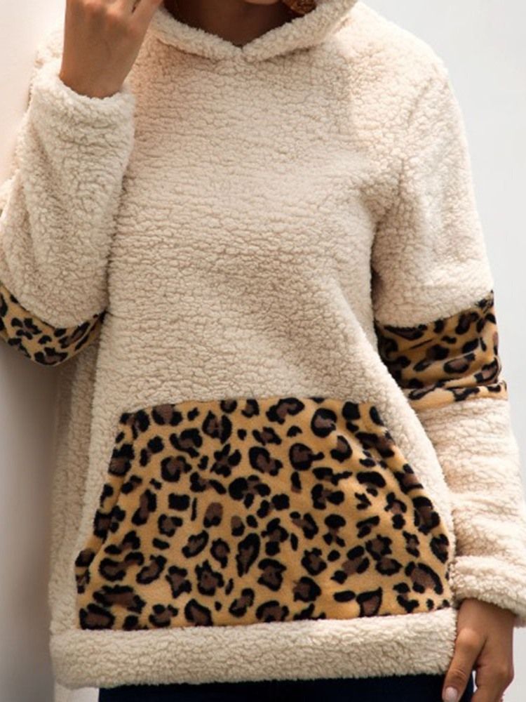 Regular Leopard Fall Hoodie Med Hette For Kvinner