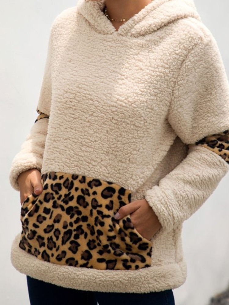 Regular Leopard Fall Hoodie Med Hette For Kvinner