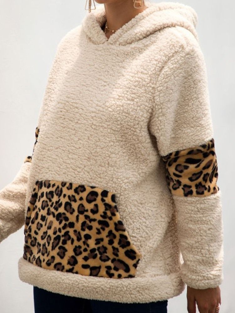 Regular Leopard Fall Hoodie Med Hette For Kvinner