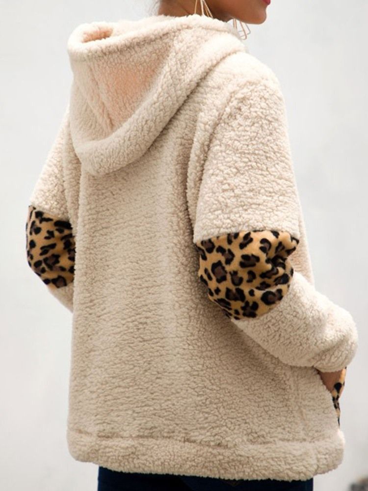 Regular Leopard Fall Hoodie Med Hette For Kvinner