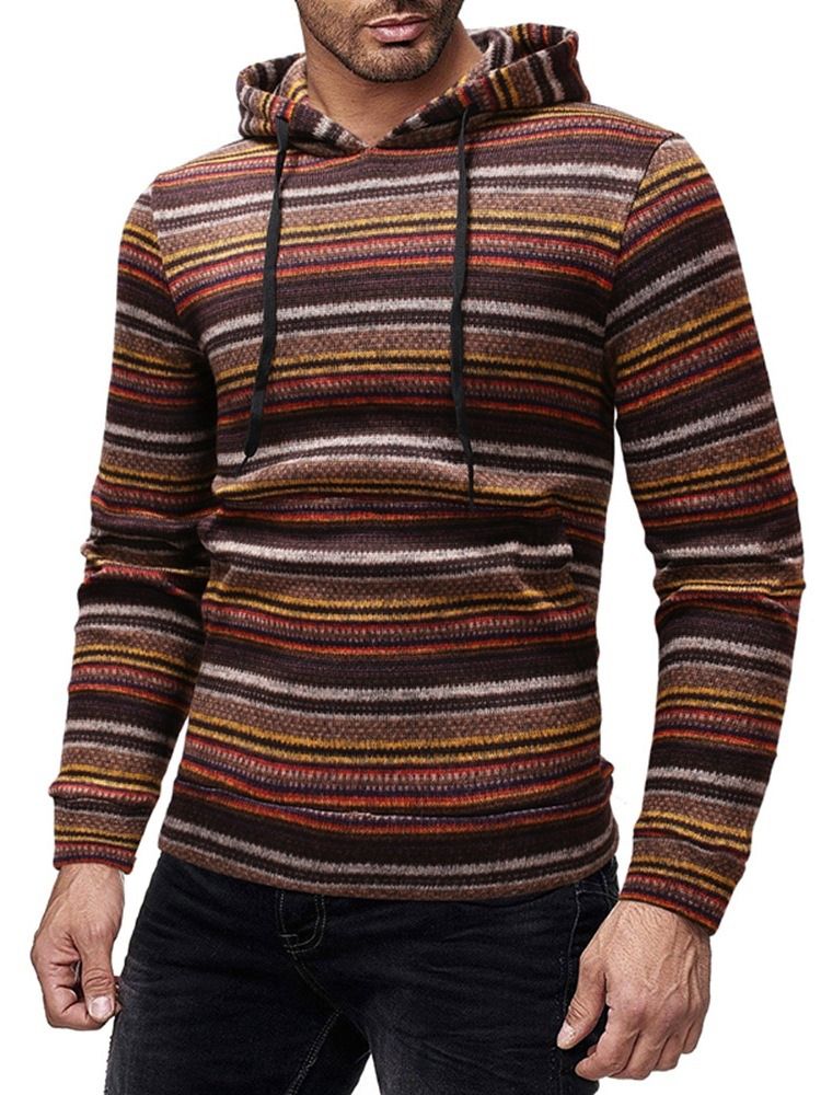 Stripe Casual Style Winter Hoodies For Menn